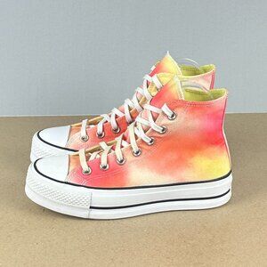 Converse Chuck Taylor Lift High Top Sneakers Womens 6.5 Orange Yellow Tie Dye